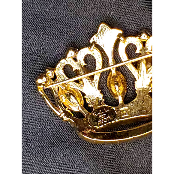 Vtg Kenneth Lee Lane for AVON Crown Brooch Gold Tone Clear Rhinestones *NO BOX** - Picture 5 of 6